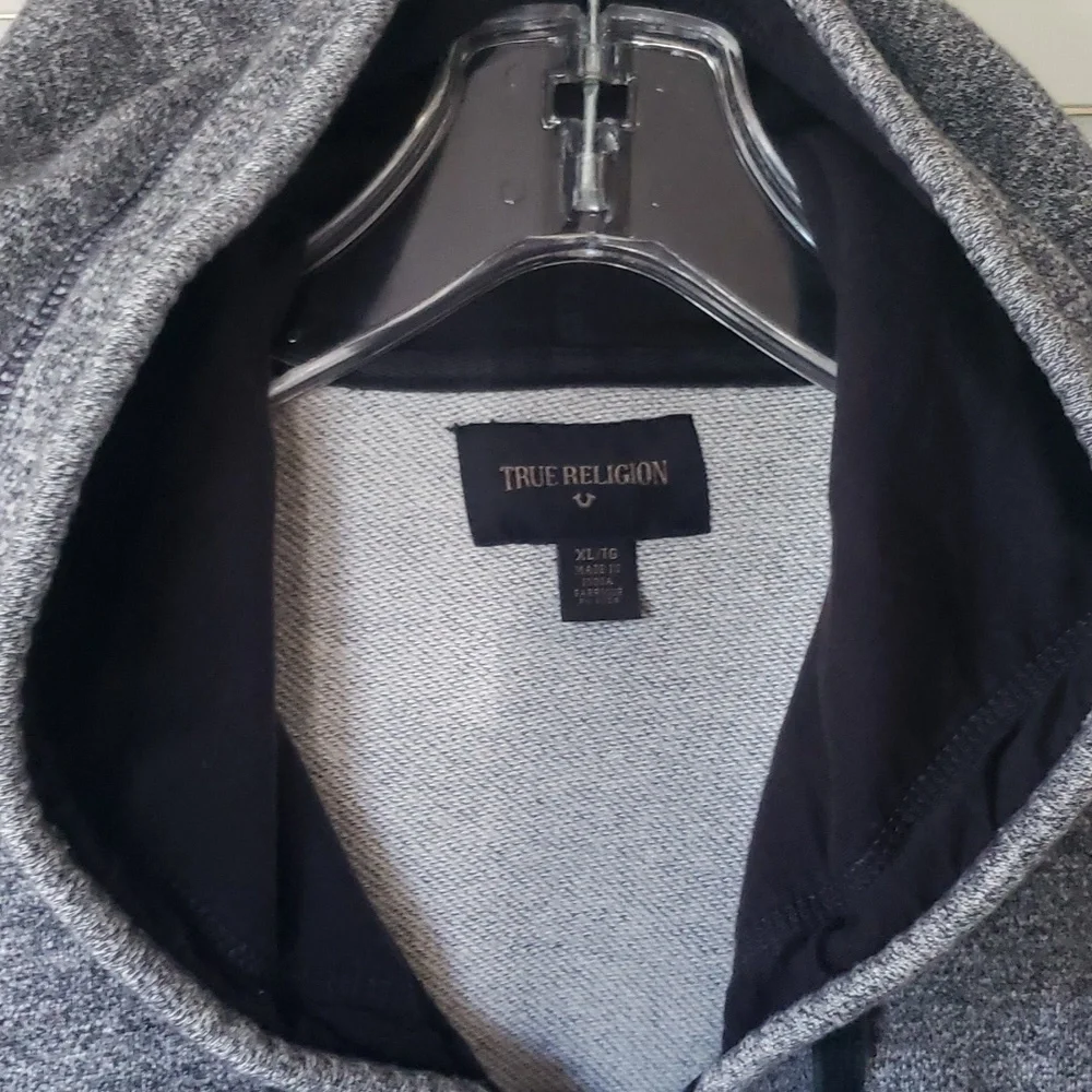 True Religion gray mens full zip casual hoodie sweatshirt size XL
